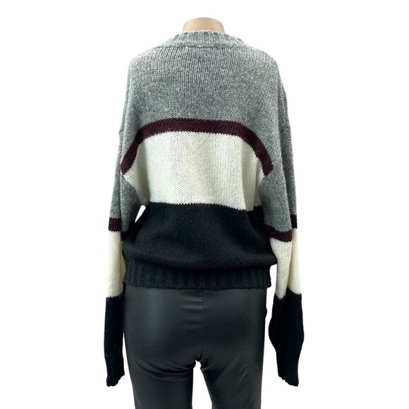 Rebecca Minkoff Liliana Striped Colorblock Long Sleeve‎ Boxy Fit Sweater Women M - Picture 4 of 14